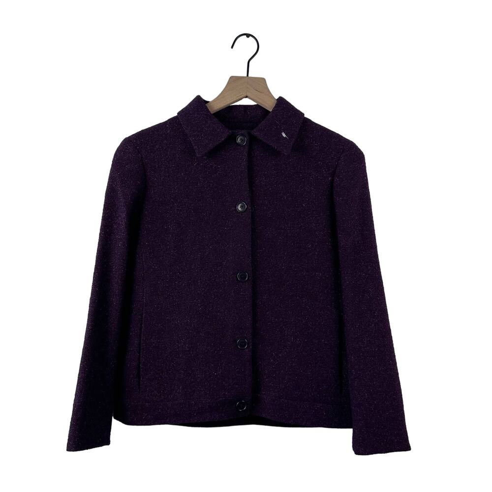 Epsilon purple silk wool blend button front coat 6